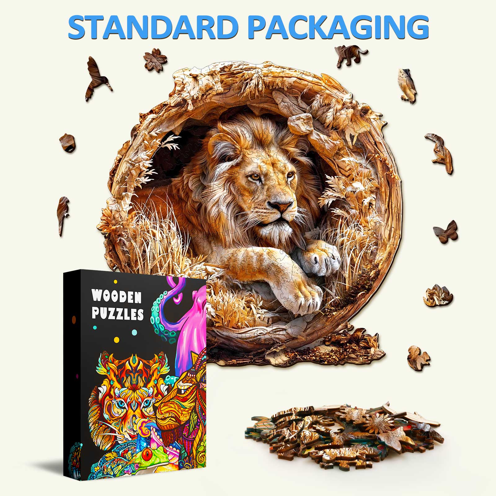 Lion In Cave Wooden Jigsaw Puzzle