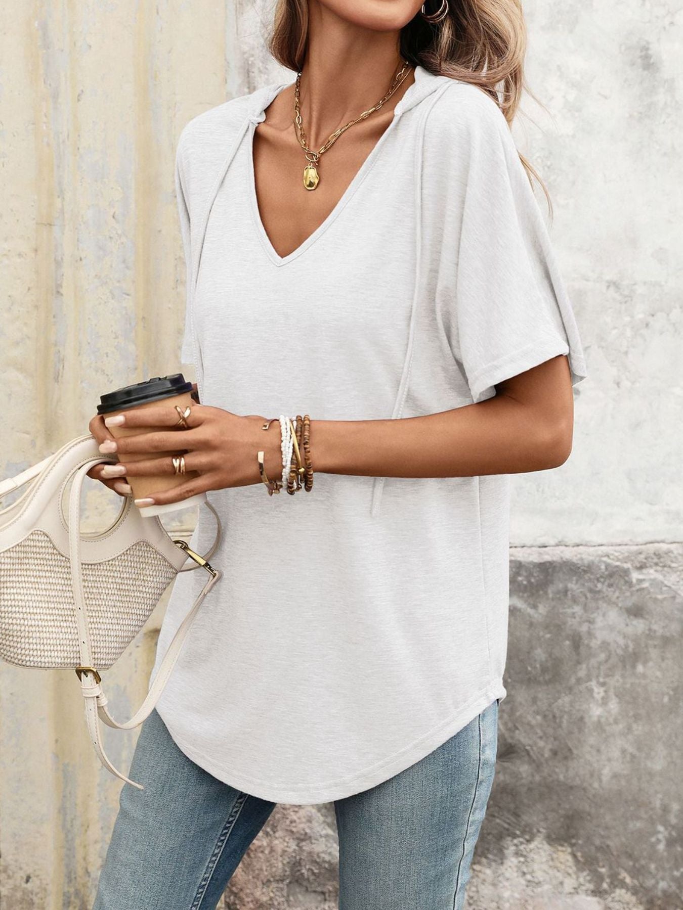 Casual Short Sleeve Hooded T-Shirt