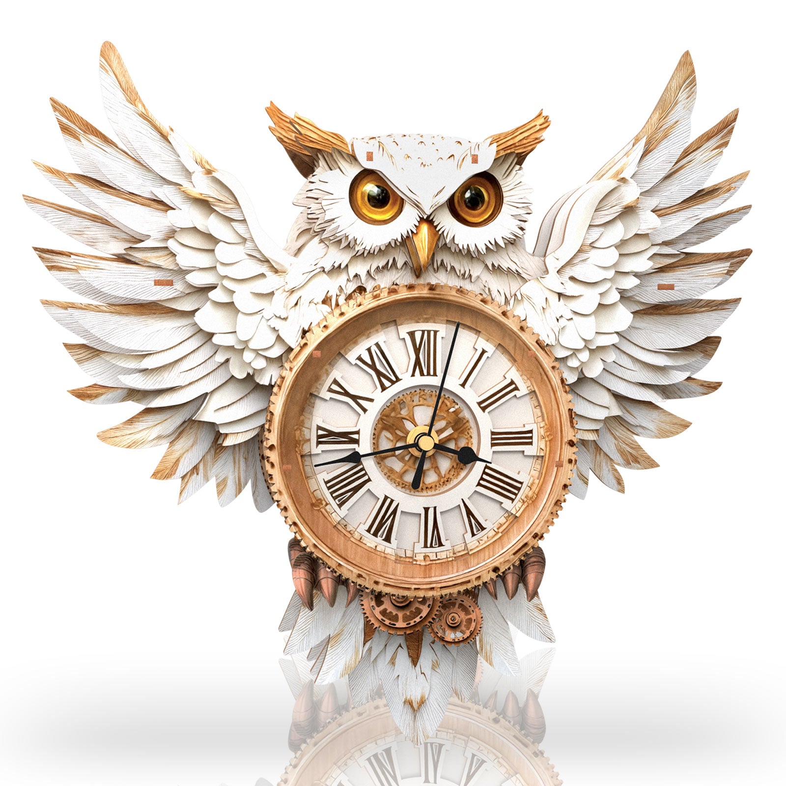 Snowy Owlâ€“ DIY Wooden Clock, 3D Puzzle Craft Kit