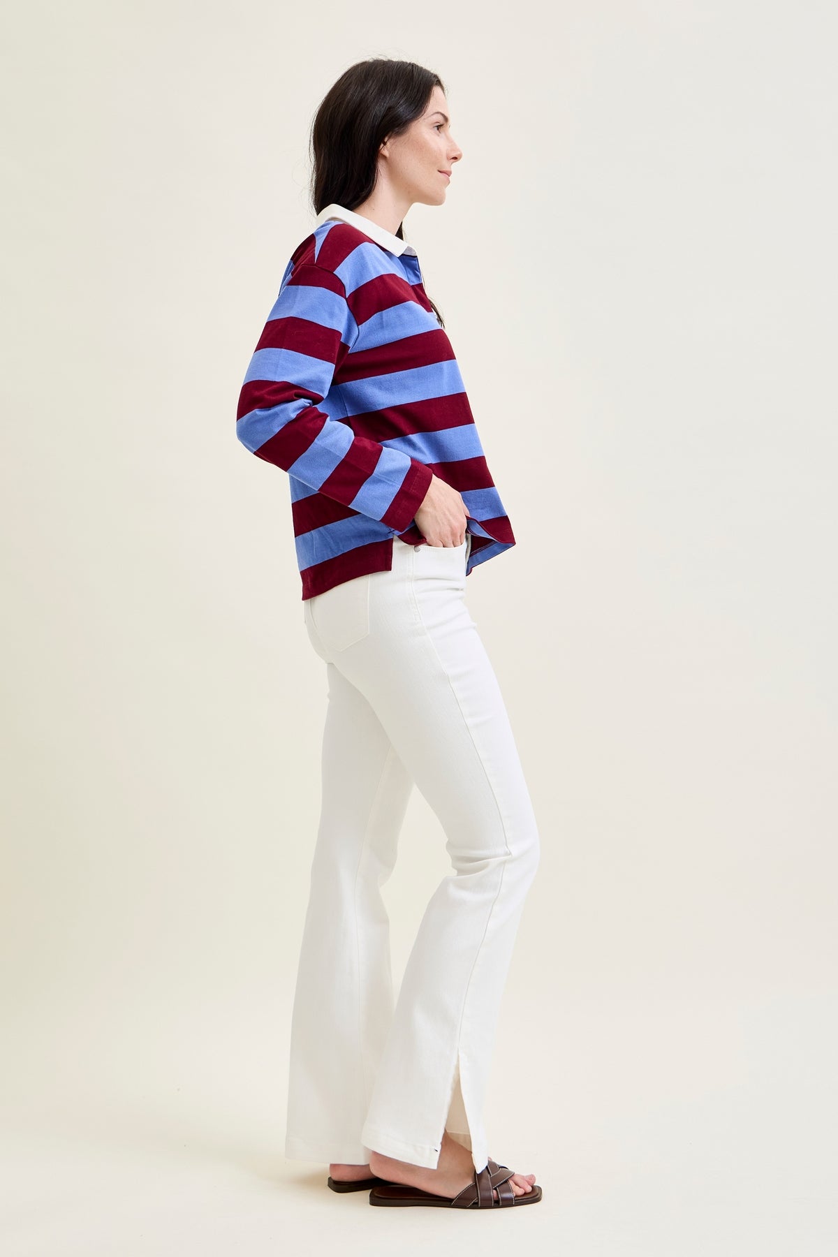 Lara White Slim Boot with Side Slit