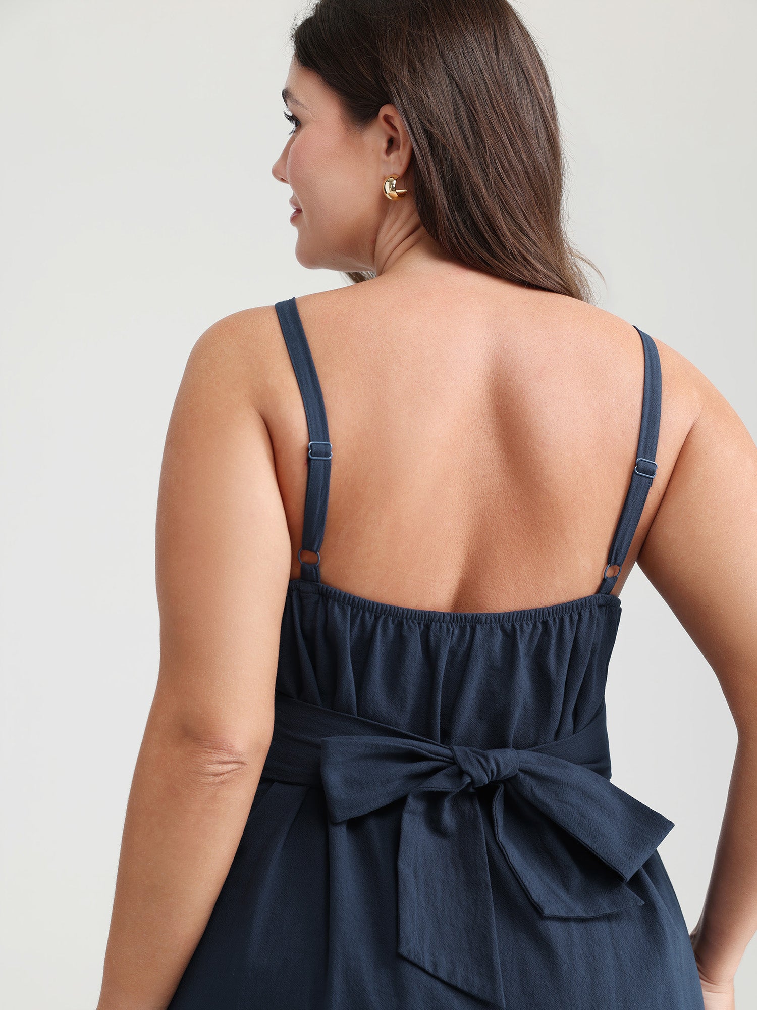 Pure Cotton Pleated Adjustable Midi Dress