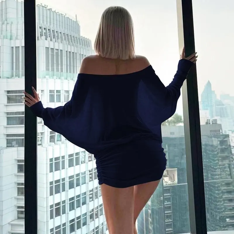 Women's Solid Off The Shoulder Sheer Ruched Dress