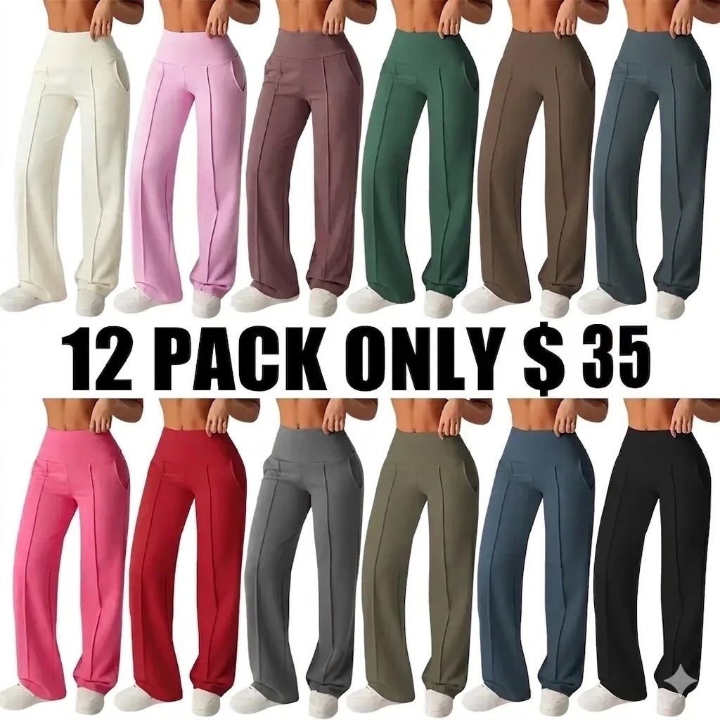 🔥Women's  Wide Leg High Waist Sporty Casual Sweatpants with Pockets