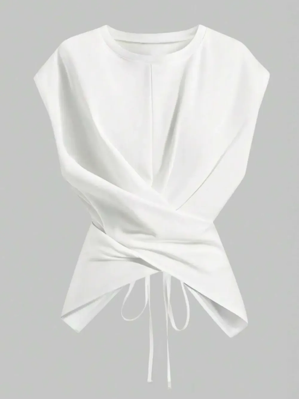 Women’s Knit Criss Cross Back Tie T-Shirt – Asymmetrical Casual Top