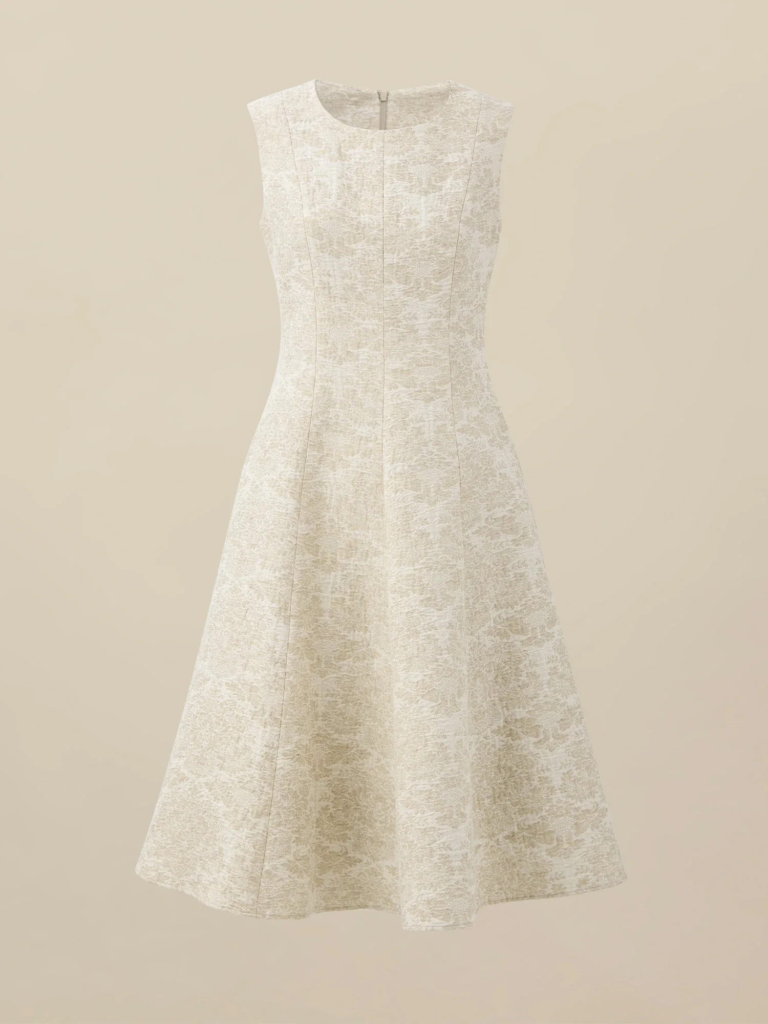 Linen & Cotton Sleeveless Jacquard A-Line Dress