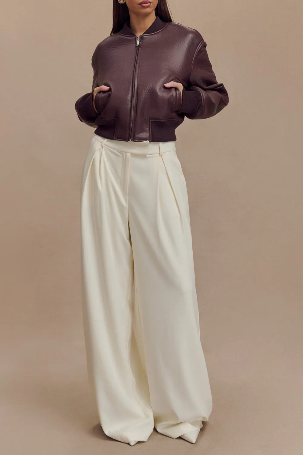 Faux Leather Bomber Jacket