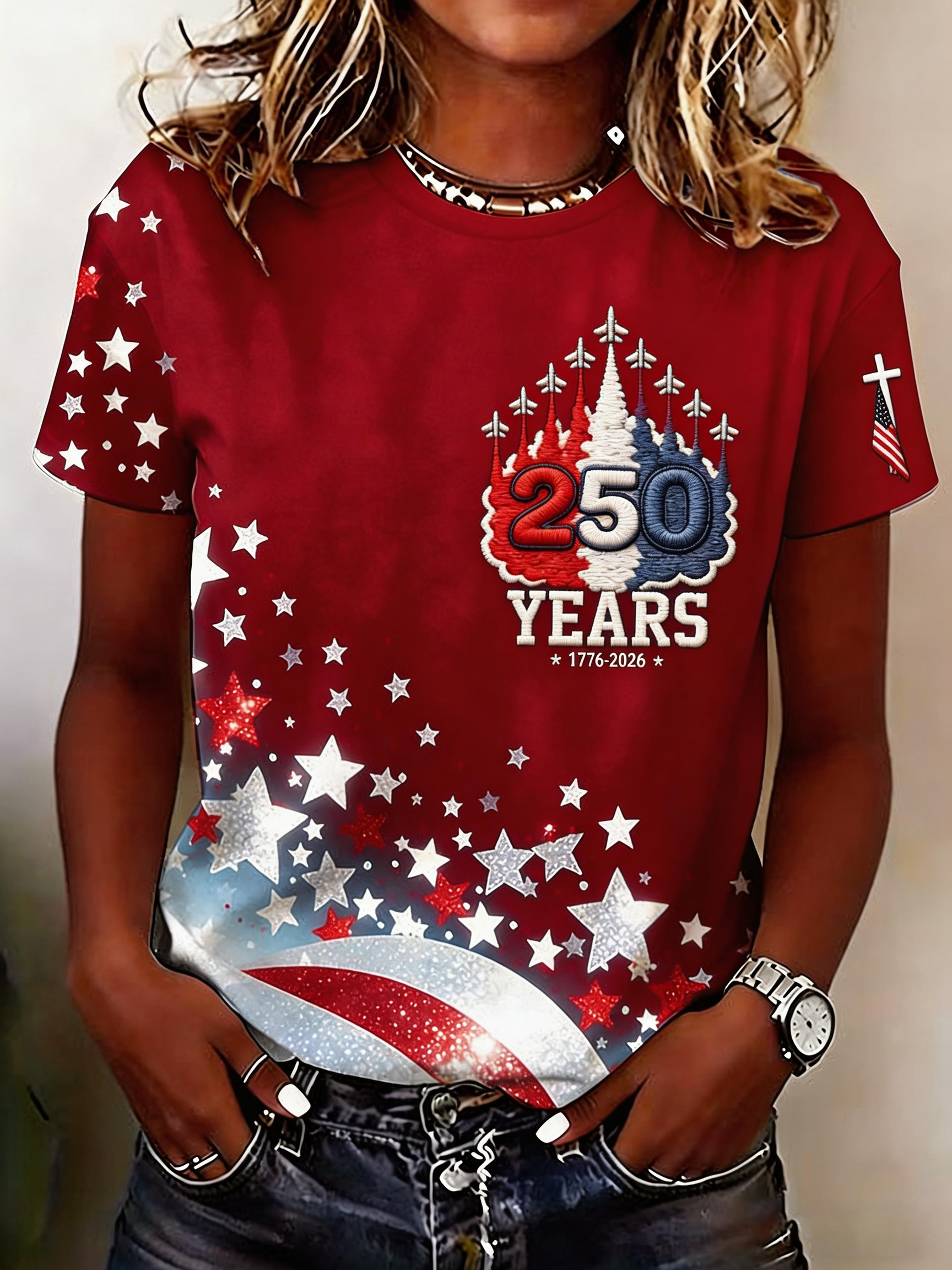 Blue Stars and Stripes Patriotic Anniversary Shirt