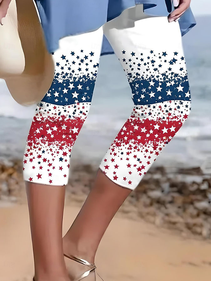 Women'S Casual Independence Day Commemorative Print Leggings For The 250Th Anniversary Of The Founding Of The United States