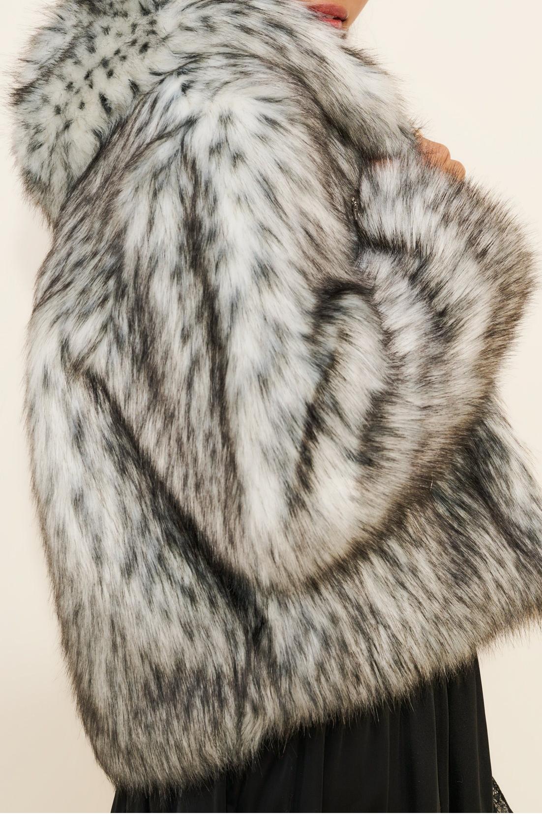 Black & White Faux Fur Coat