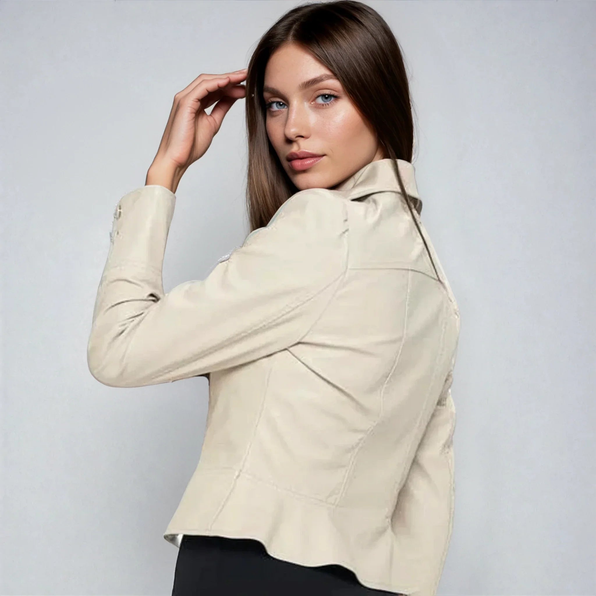 Vegan Leather Peplum Jacket