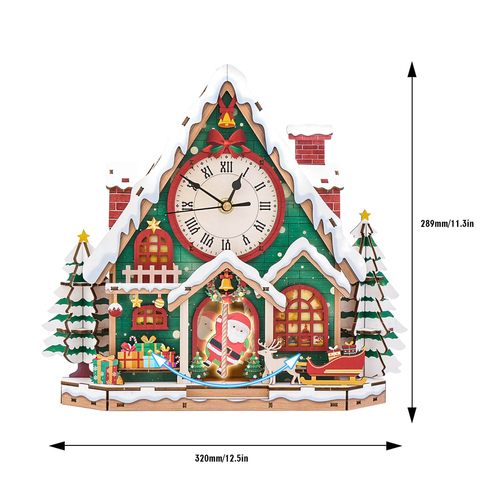 Christmas Snow House â€“ DIY Wooden Clock, 3D Puzzle Craft Kit