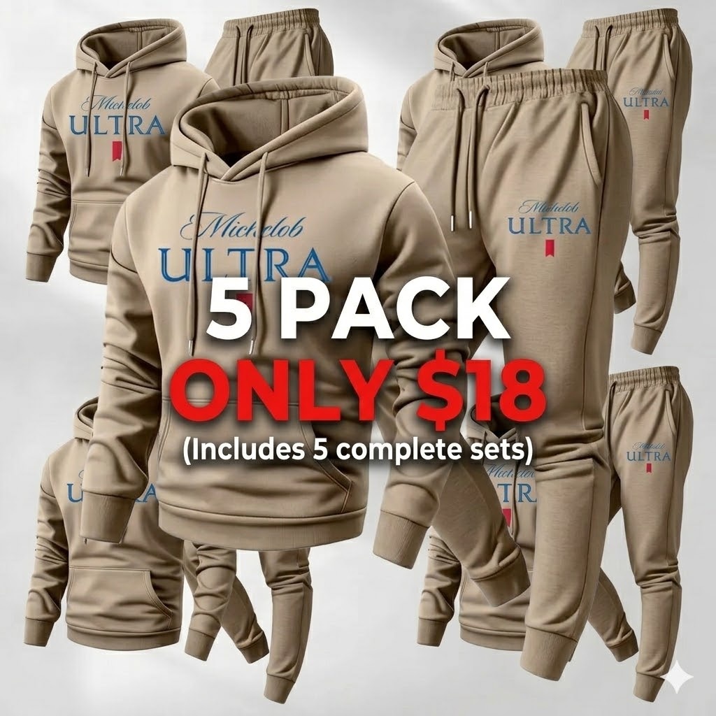 Men's vintage print hooded sweatshirt and drawstring sweatpants set