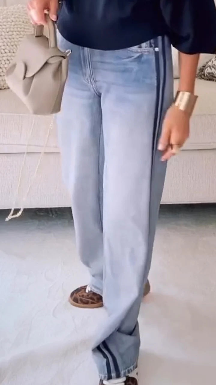 Womens Wash Vertical Pattern Casual Sweatpant Jean