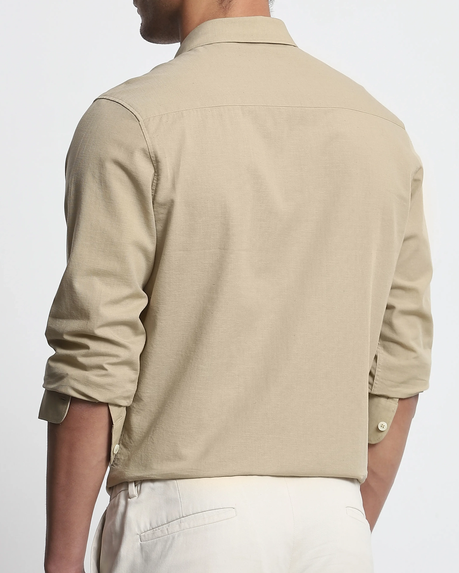 Leisure Simple Daily Slim-Fit Breathable Beige Shirt