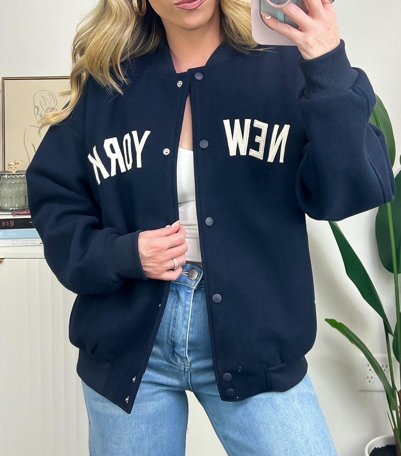 New York Button Up Varsity Jacket