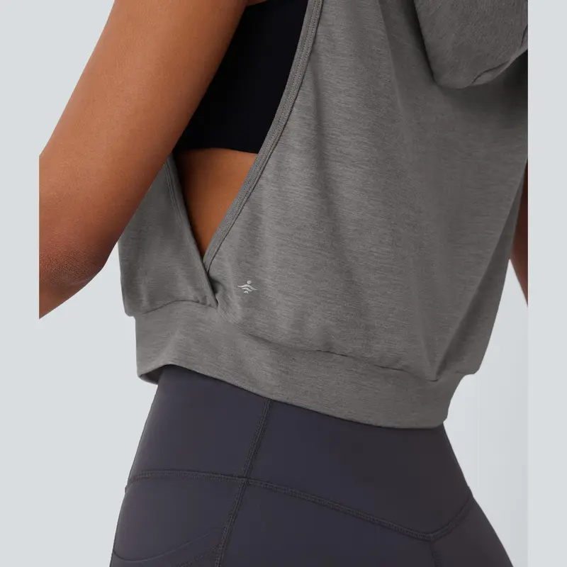 Halara Hooded Drawstring Sleeveless CroppedRunning Tank Top, Summer 2025 Outfits