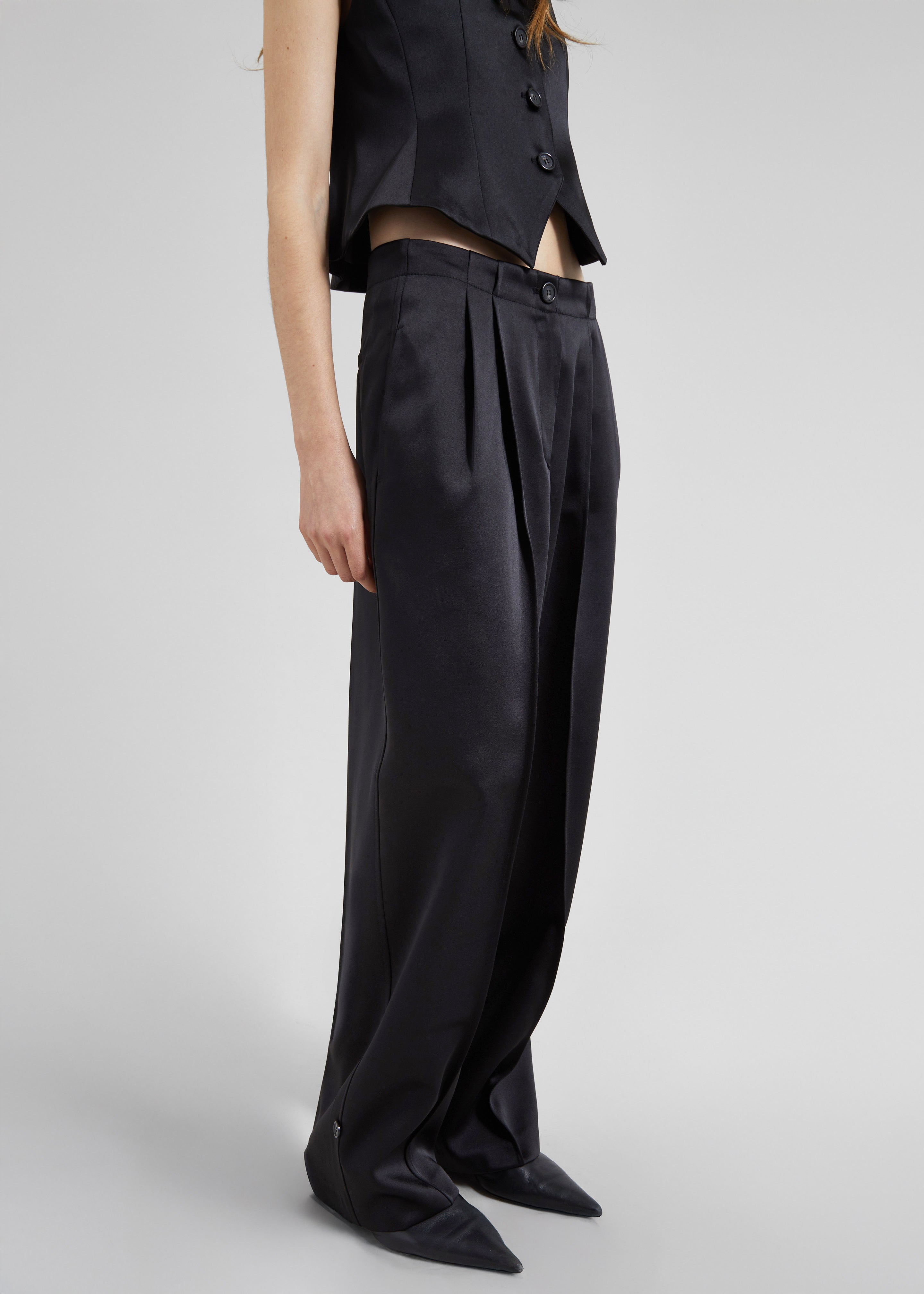 Rui Satin Trousers - Black