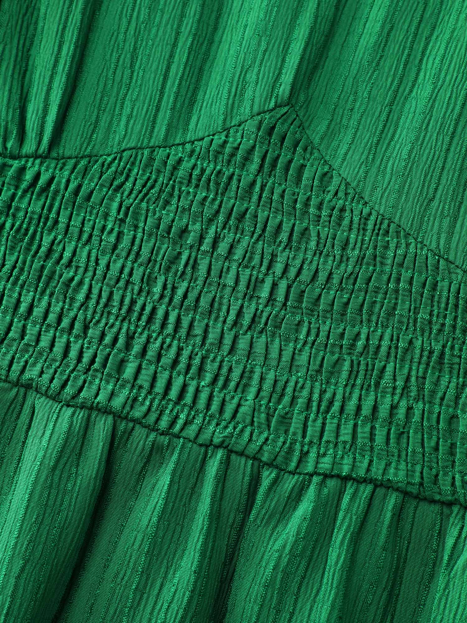 Lace Cut-Out Shirred Solid Maxi Dress