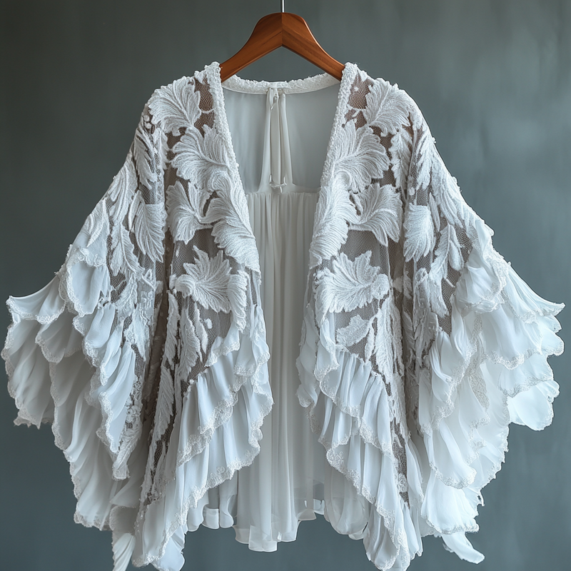 Summer Fun Feather Print Chiffon Cardigan 1cbc