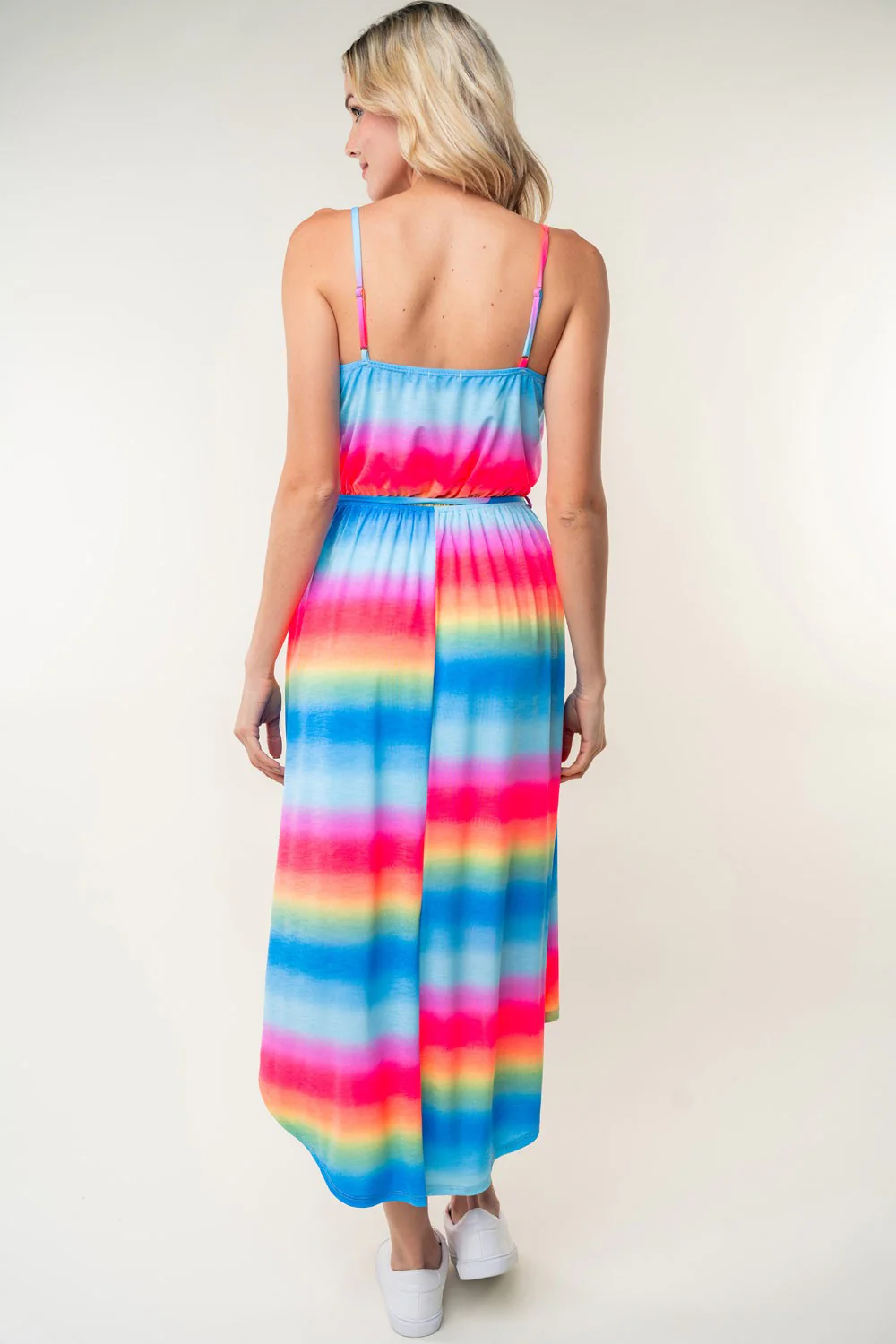 White Birch Full Size Ombre Striped Midi Cami Dress