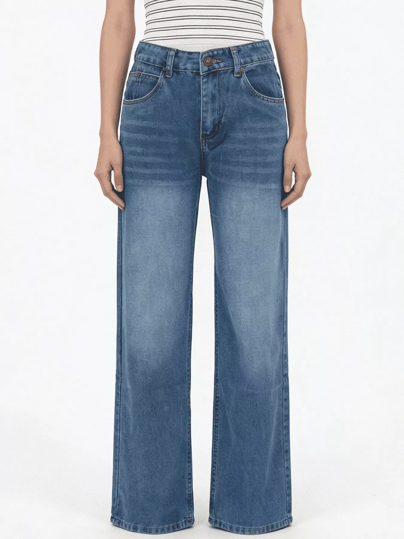Vintage Wash Wide Leg Jeans
