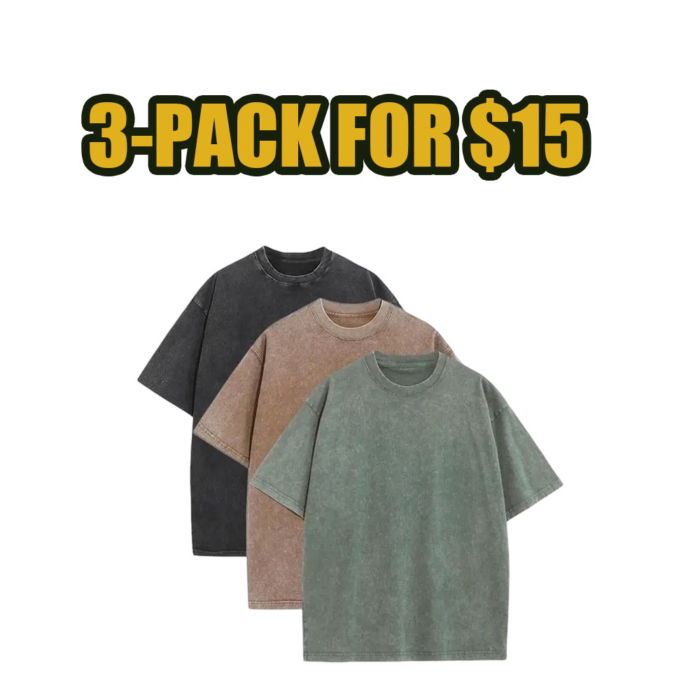 8-Pack Vintage Oversized Tees – Heavyweight Cotton Acid Wash Streetwear Set