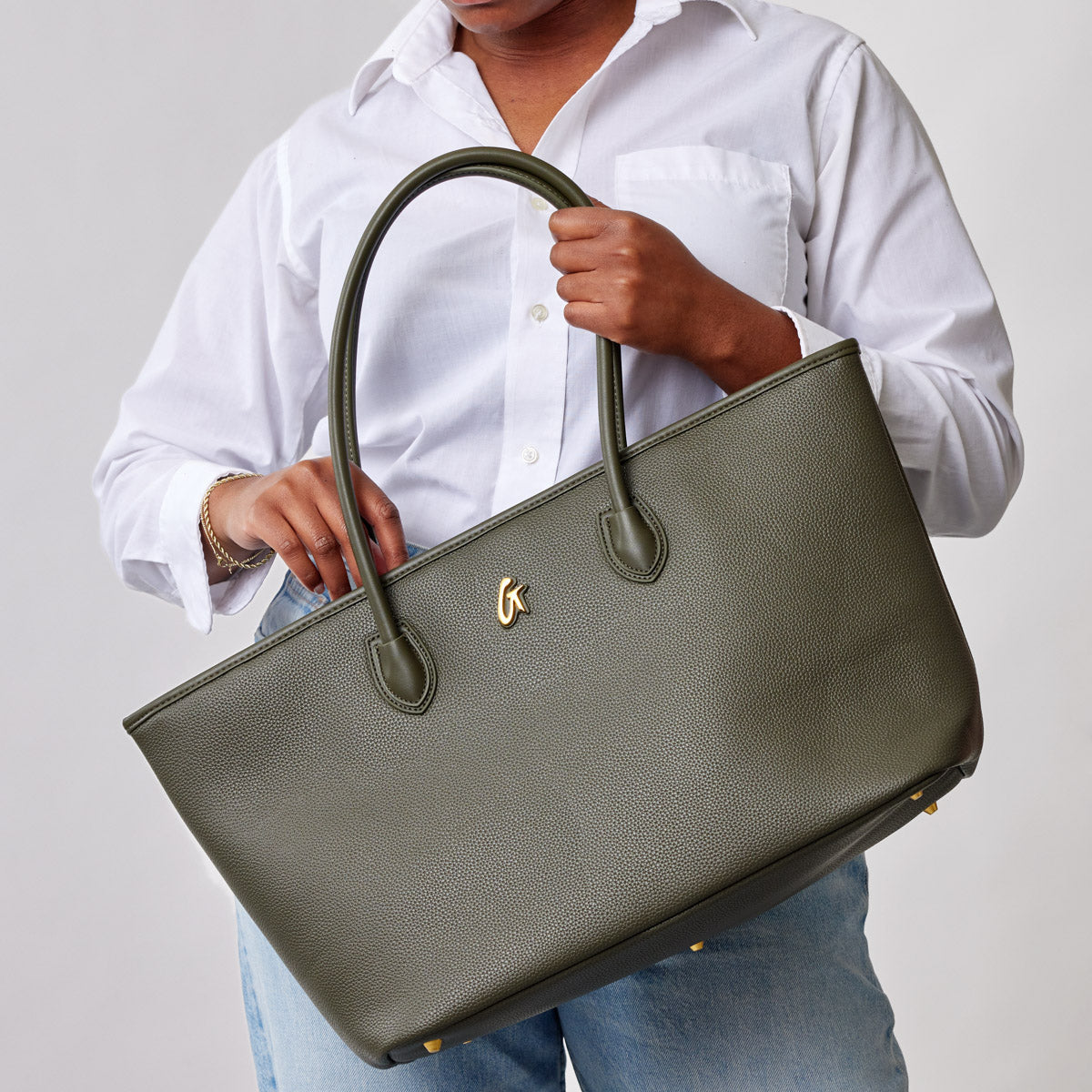 PEBBLE TOTE BAG - OLIVE GREEN