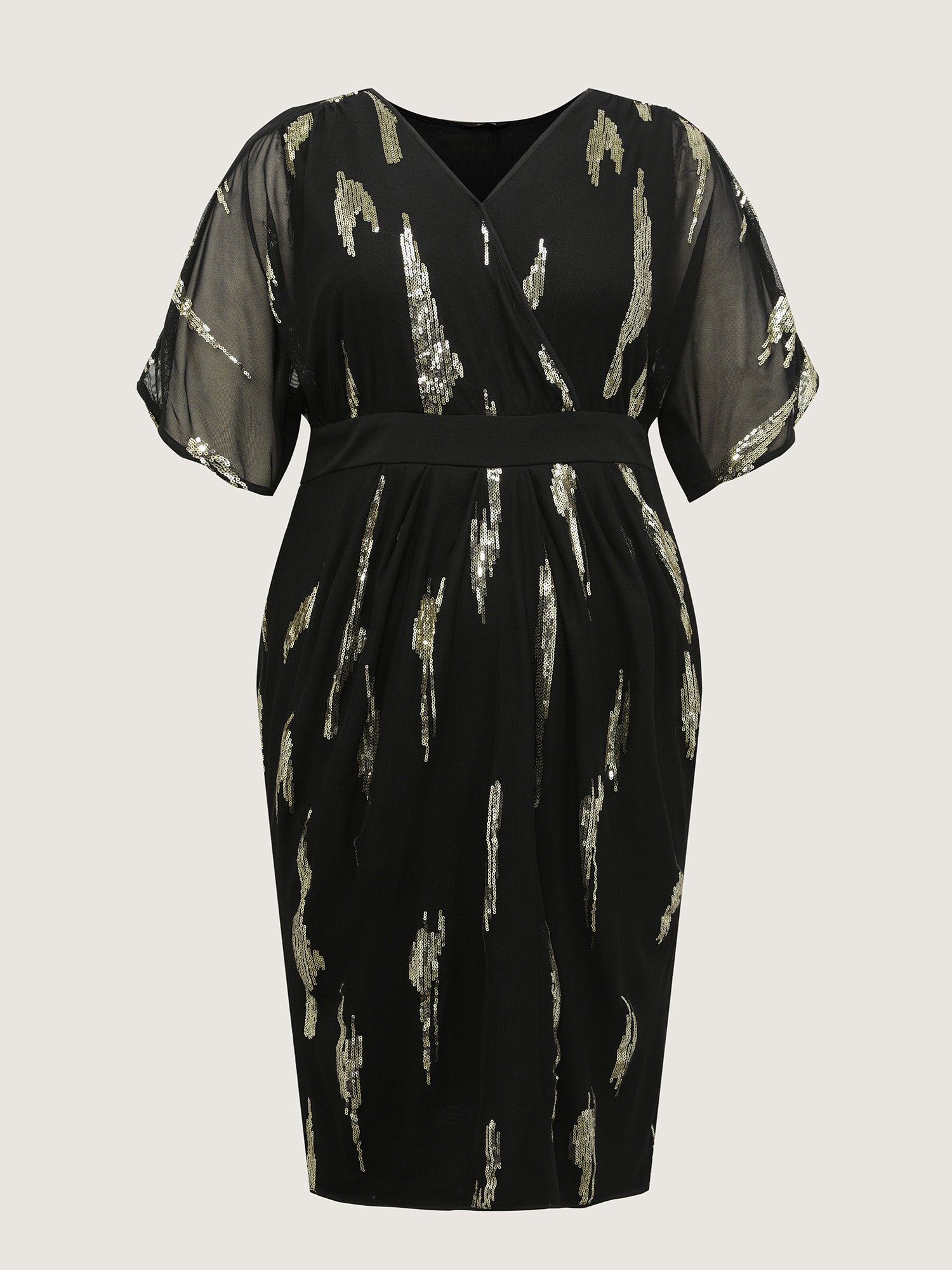 Sequin Embroidery Pleated Waist Mini Dress