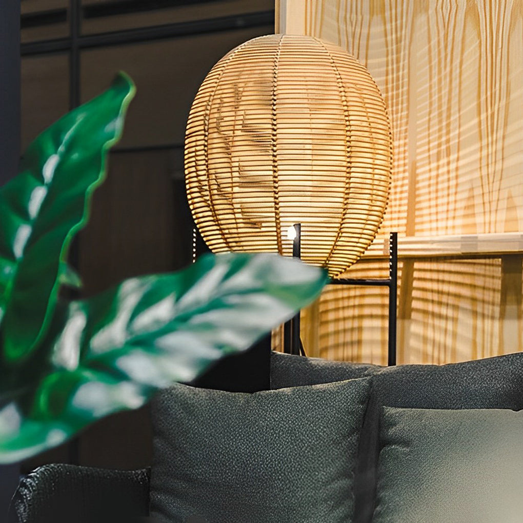 Rattan Lantern Shaped Nordic LED Table Lamps Floor Lamp Desk Light