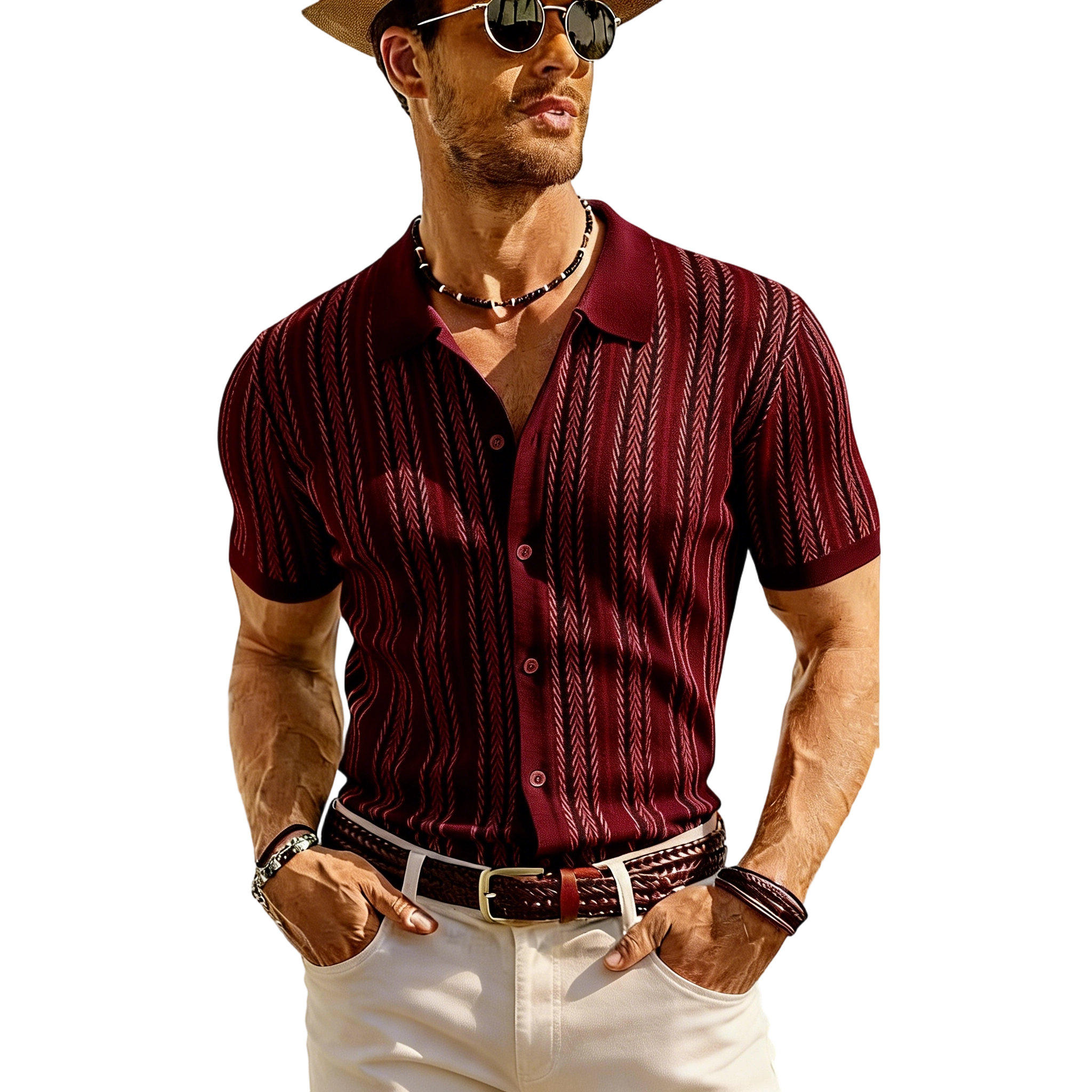 Men's Retro Button-Sweater Stretch Shirt for Spring/Summer