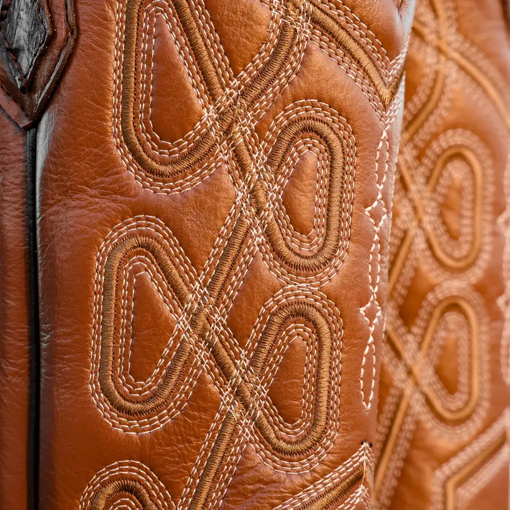 Chocolate Brown Ostrich Leather Boots - Square Toe