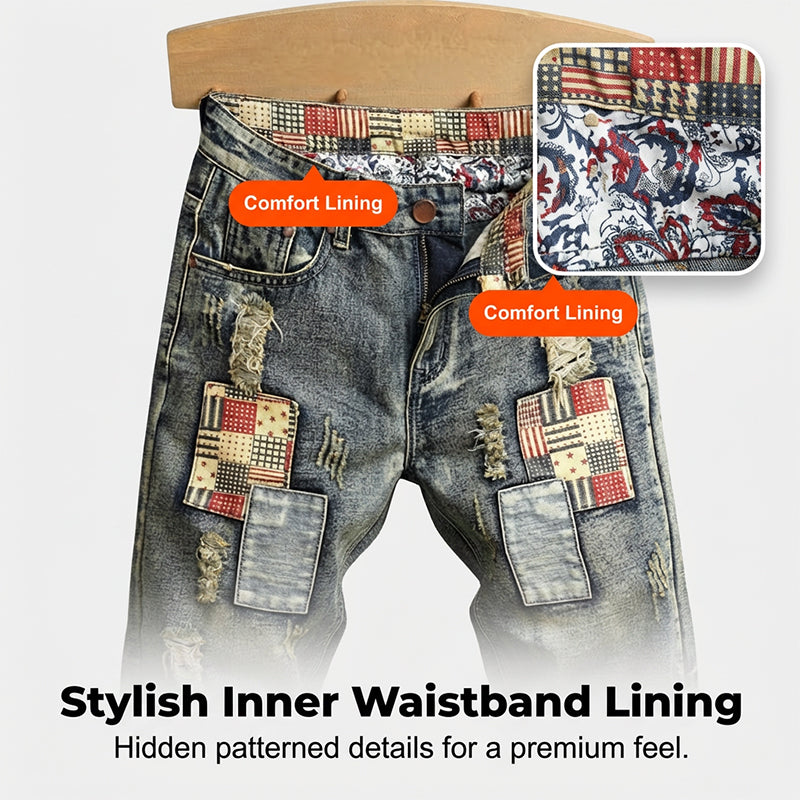 🔥 Men’s Ripped Denim Shorts – Patchwork Design for Street Style Edge 👖✨