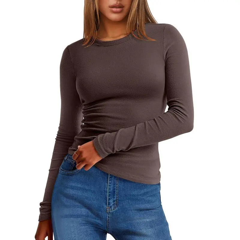 Women’s Slim Fit Thermal Long Sleeve Tee – Fall/Winter Warm Basic Top