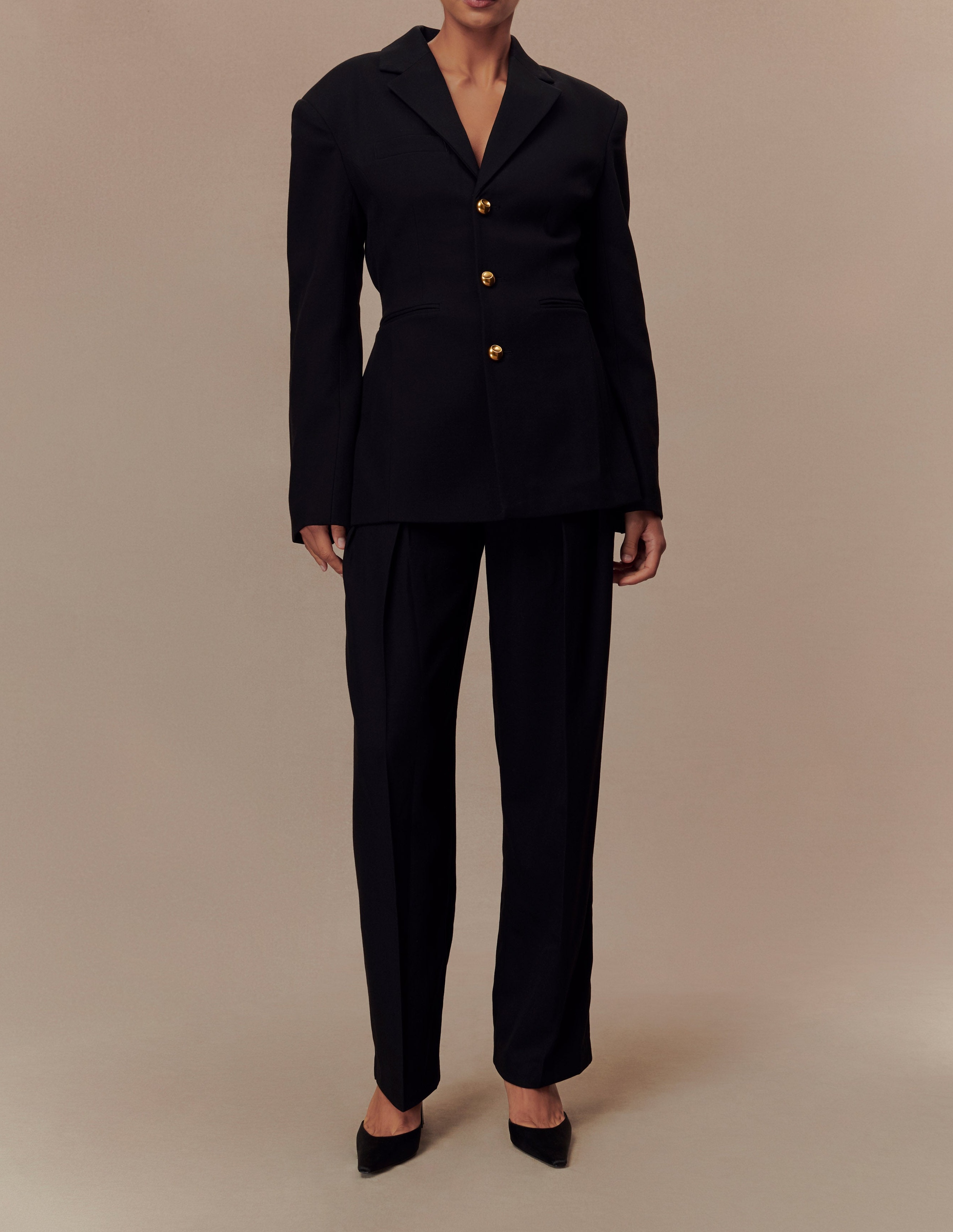 Black Pleated High Waisted Pants