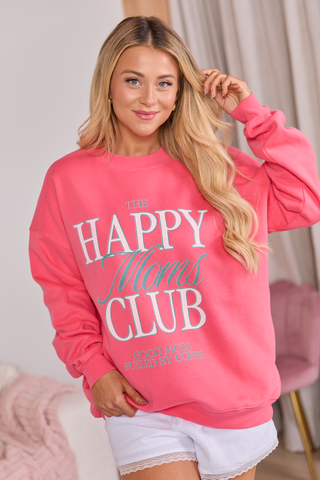 Happy Moms Club Light Red Graphic Sweatshirt