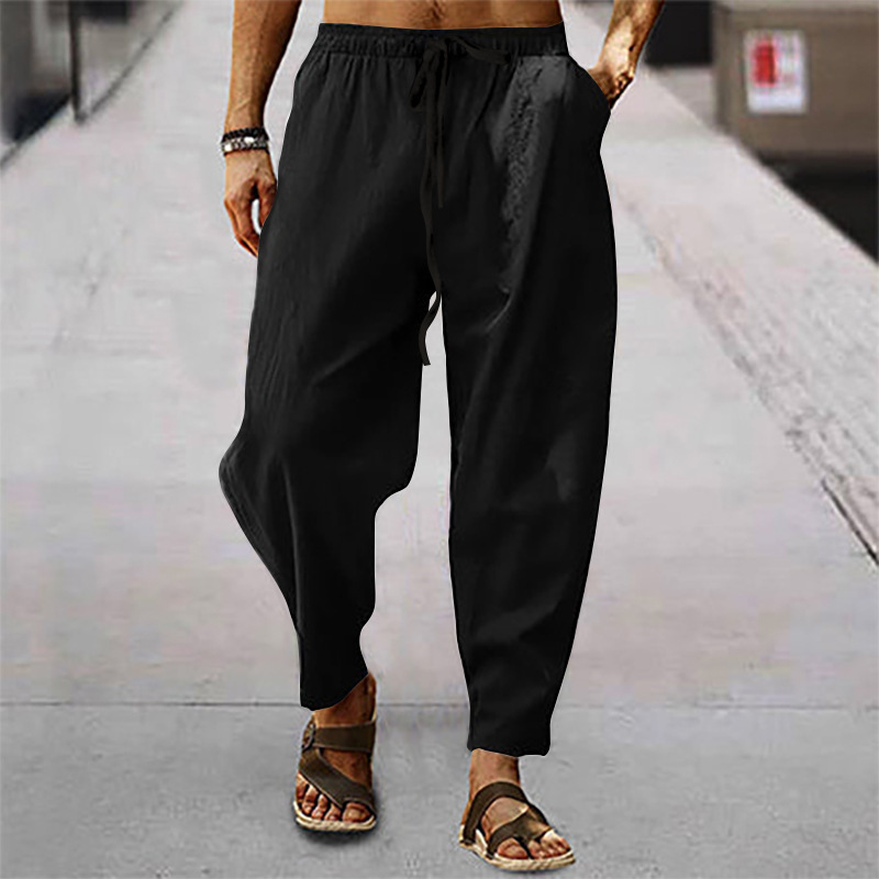 Men's Vintage Drawstring Casual Cotton Linen Pants