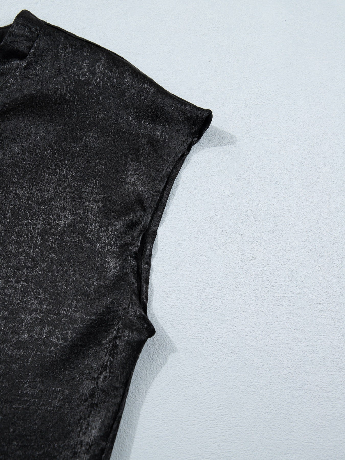 Metallic Round Neck Cap Sleeve Tee