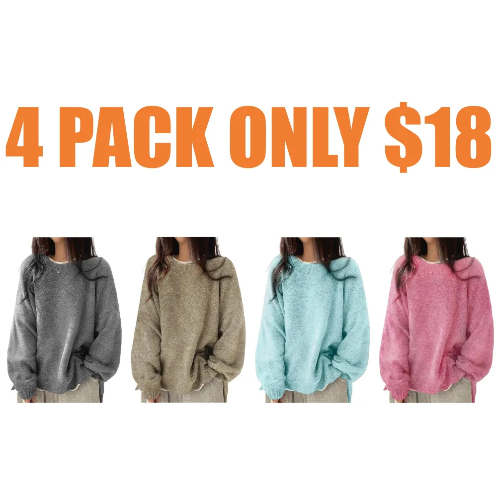 Women's Drop Shoulder Split Hem Sweater