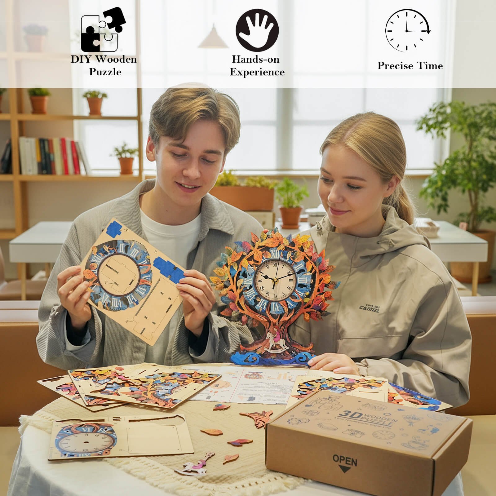 Tree of Life â€“ DIY Wooden Clock, 3D Puzzle Craft Kit