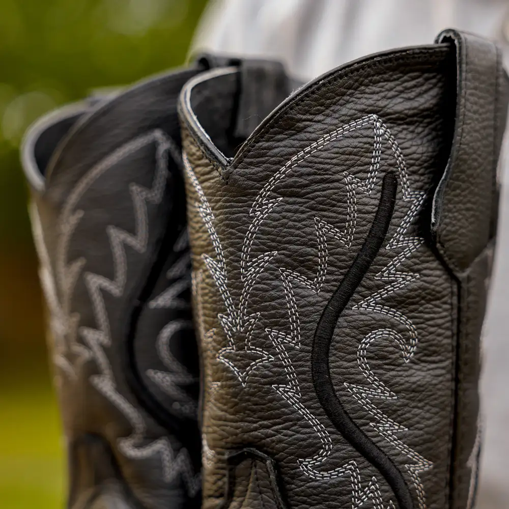 Black Leather Boots With 3D Lightweight Sole - Square Toe