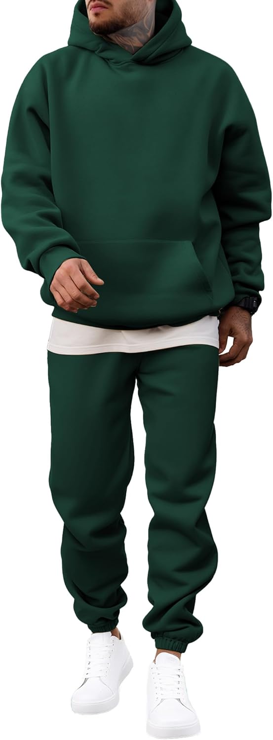 JMIERR Men's 2 Piece Outfits Hoodie Sweatshirt Tracksuit & Joggers Sweatpants Sweatsuit Set