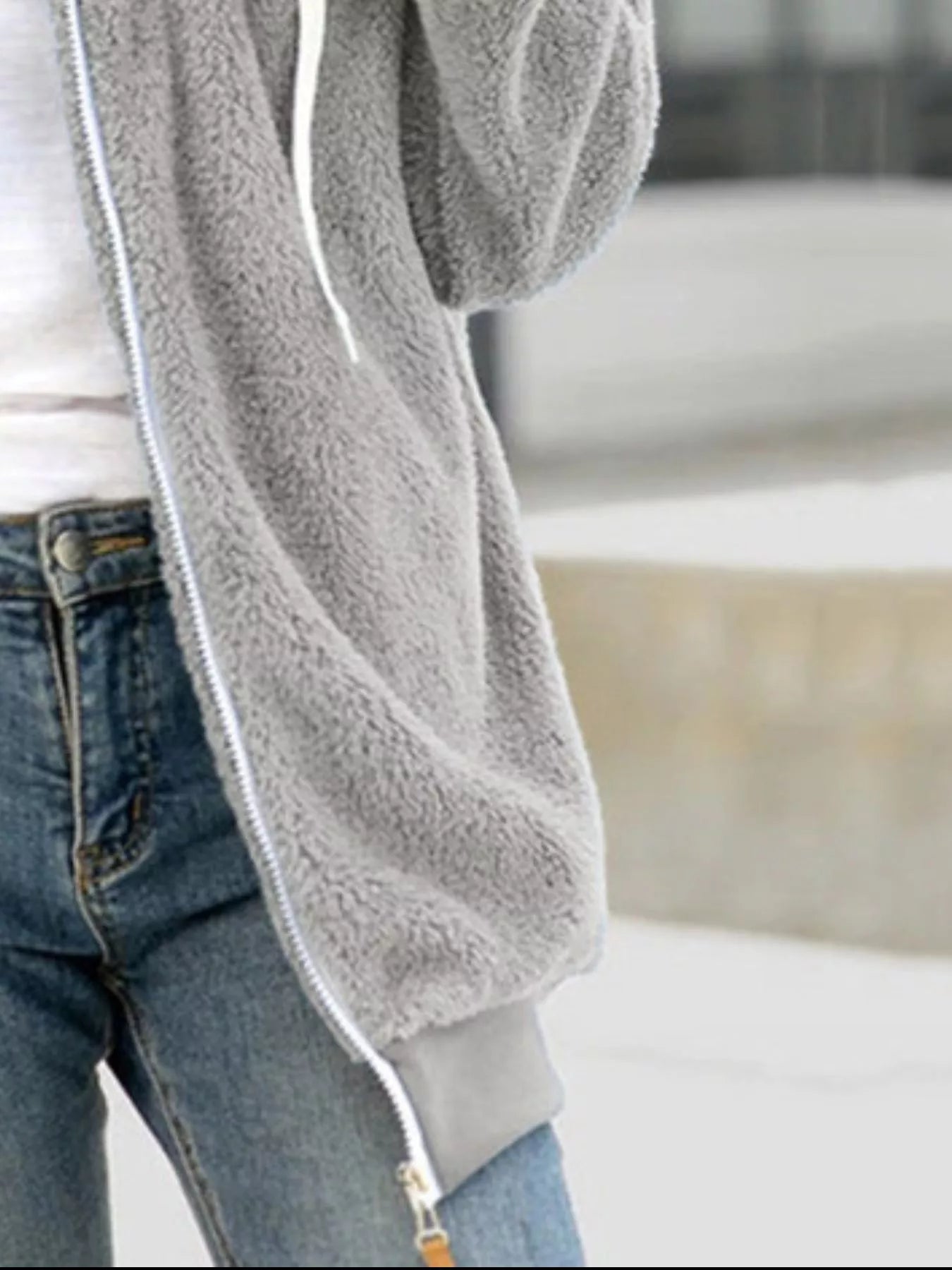 Full Size Cozy Fleece Zip-Up Hooded Jacket Plus Size