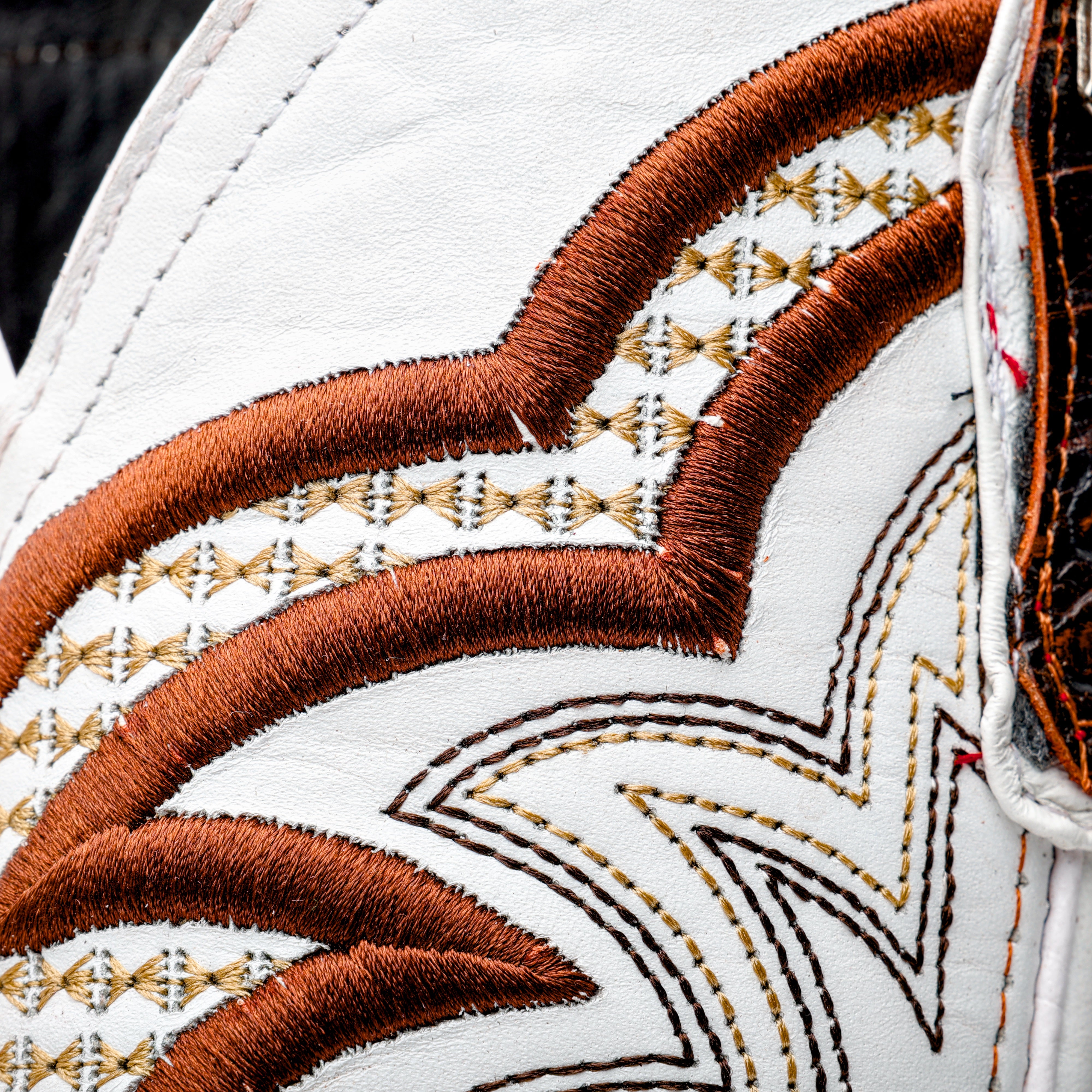 Cognac Caiman Neck Leather Boots - Square Toe