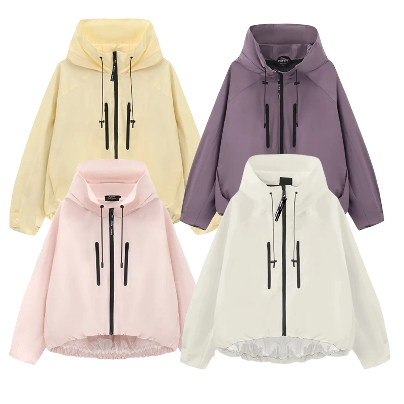 Women's Stylish Pleated Hem Rain Jacket