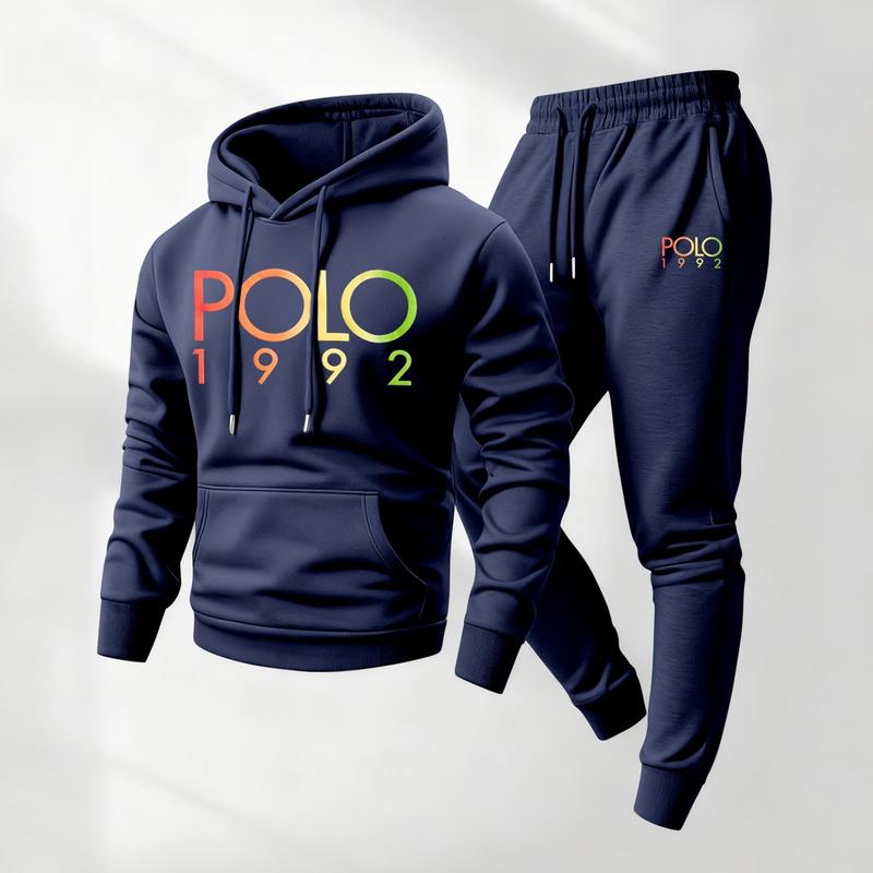 Men’s Casual Printed Hoodie & Drawstring Sweatpants Set
