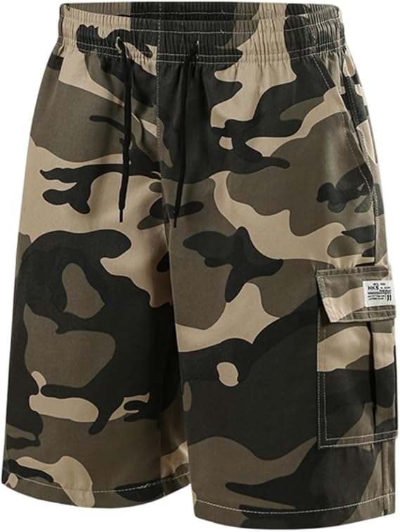 Men’s Tactical Camo Cargo Shorts with Multi-Pocket Design