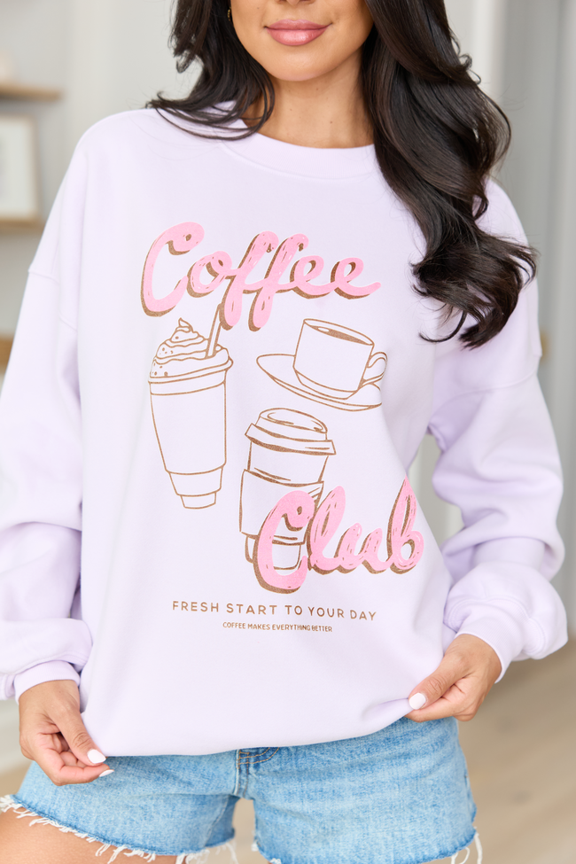 Coffee Club Purple Graphic Sweatshirt