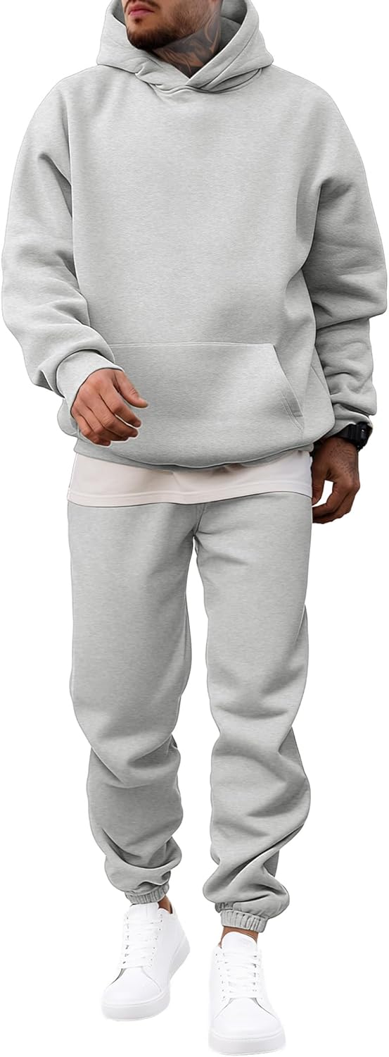JMIERR Men's 2 Piece Outfits Hoodie Sweatshirt Tracksuit & Joggers Sweatpants Sweatsuit Set