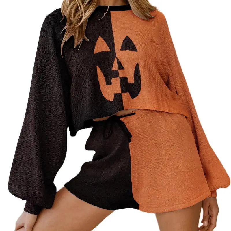 Comfortable Two-Piece SeT-Long-Sleeve Top and Shorts