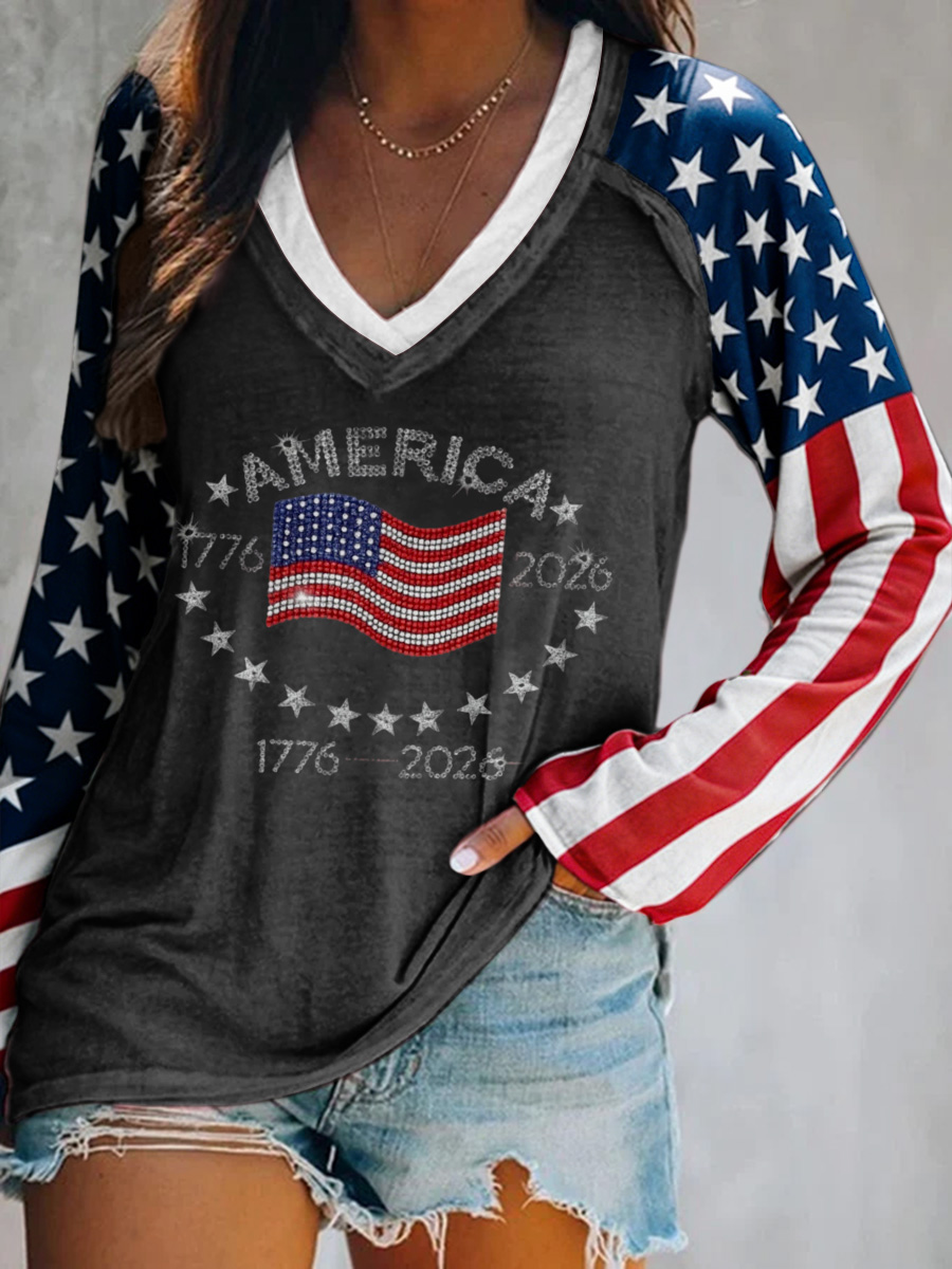 Ladies' Leisure 250Th Anniversary Celebration V-Neck Long Sleeved T-Shirt